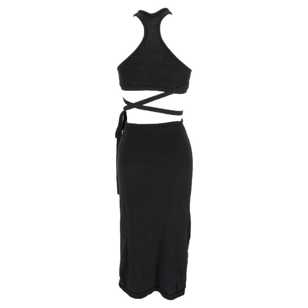 Cult Gaia Aziza Knitted Cutout Midi Dress in Black Cotton - Picture 3 of 6